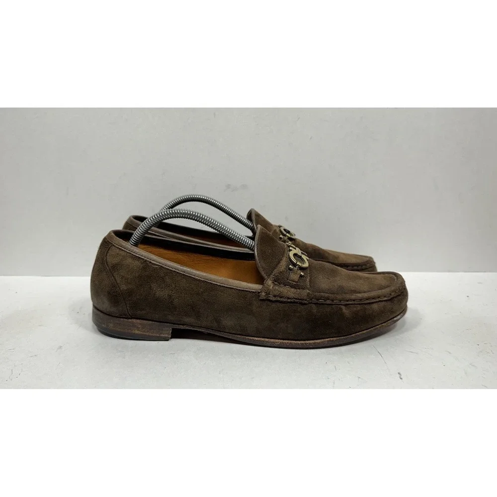Salvatore Ferragamo Brown Suede Gancini Bit Loafer Loafers Men's‎ Size 10.5 D